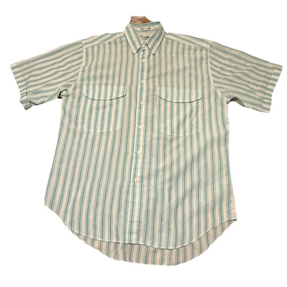 Vintage Levi's Silver Label Men's Short Sleeve Button-Up Shirt Size Medium Blue - Picture 2 of 5